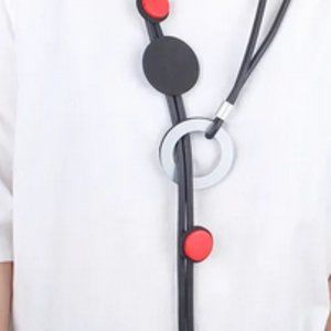 Modern black and red elastic (rubber) necklace